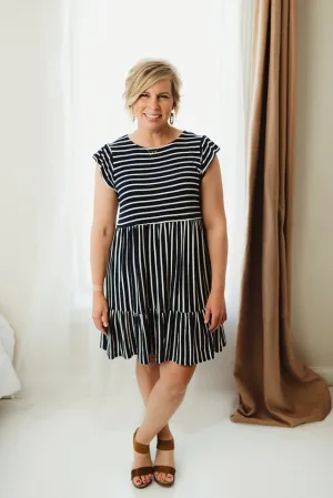 Striped Cap Sleeve Dress