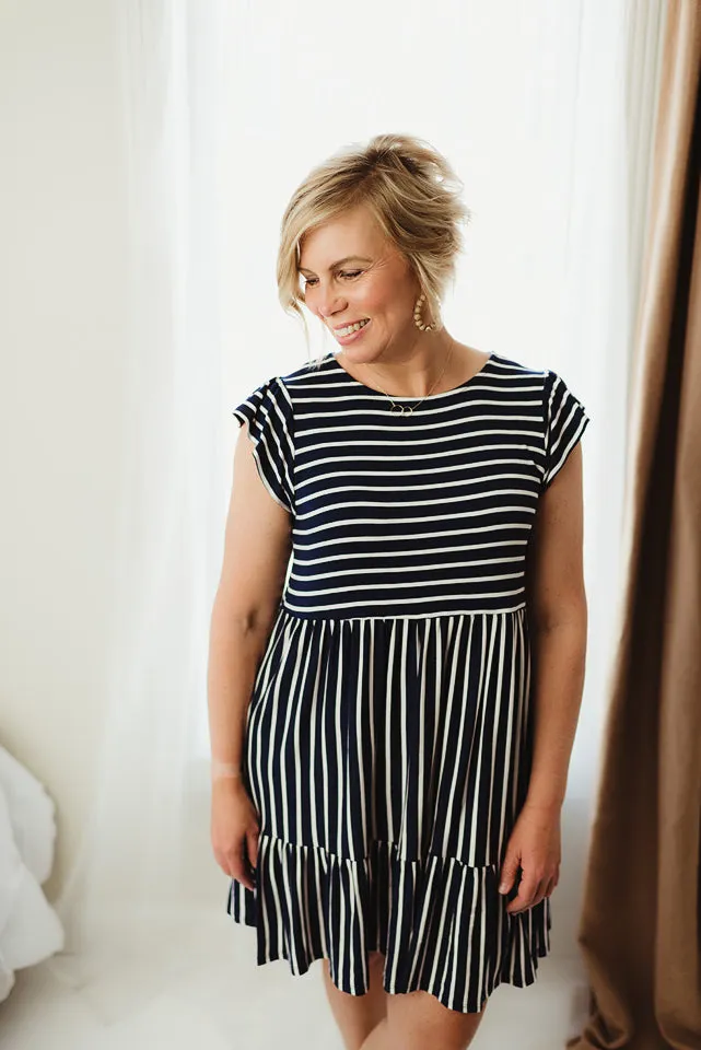 Striped Cap Sleeve Dress