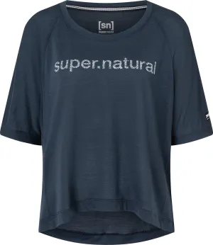 super.natural Women&#x27;s Liquid Flow Tee Blueberry/Fresh White | Buy super.natural Women&#x27;s Liquid Flow Tee Blueberry/Fresh White here | Outnorth