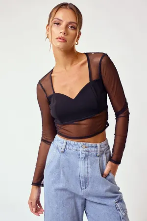 Sweetheart Neck Mesh Top