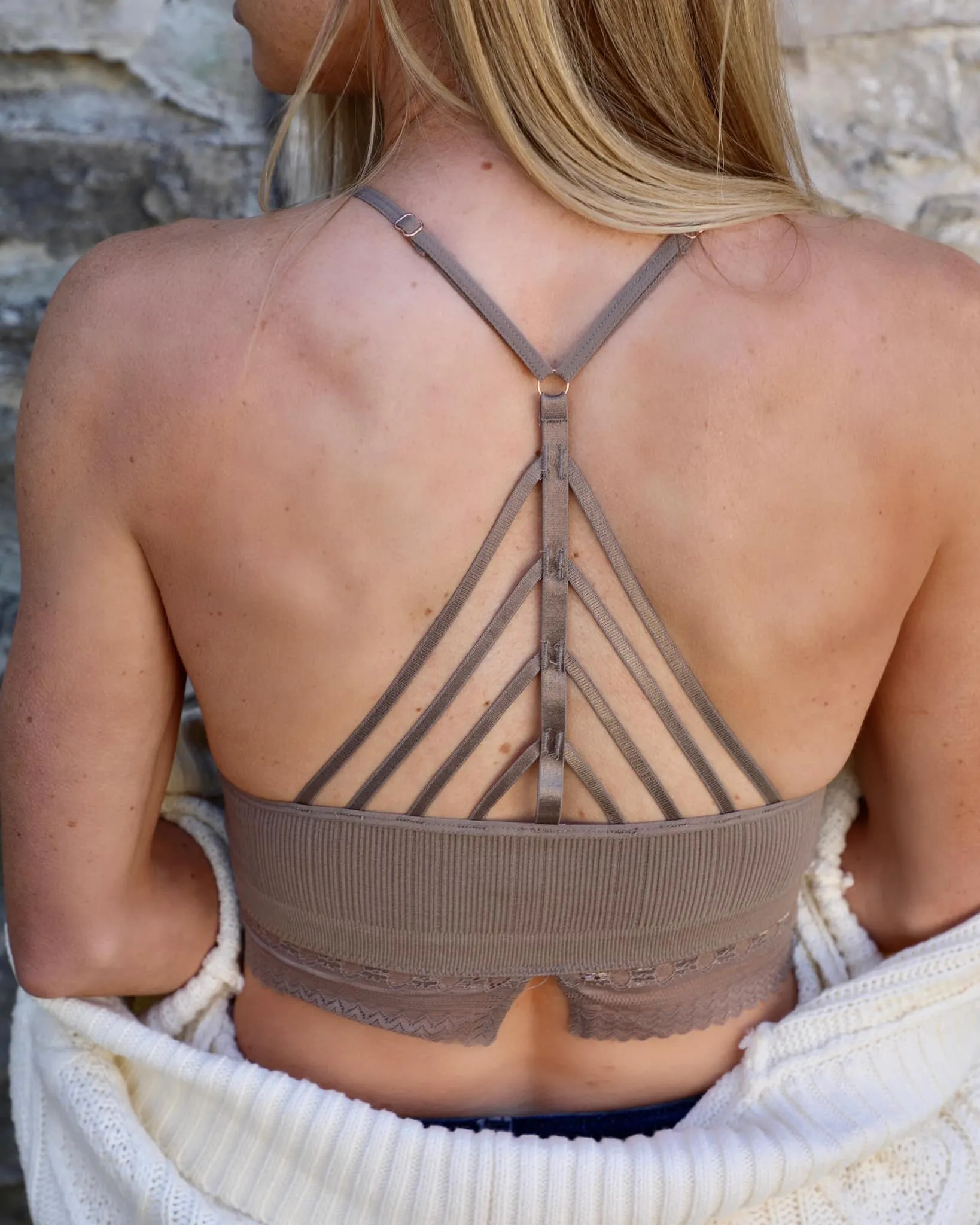 Taupe Scallop Lace Racerback Bralette