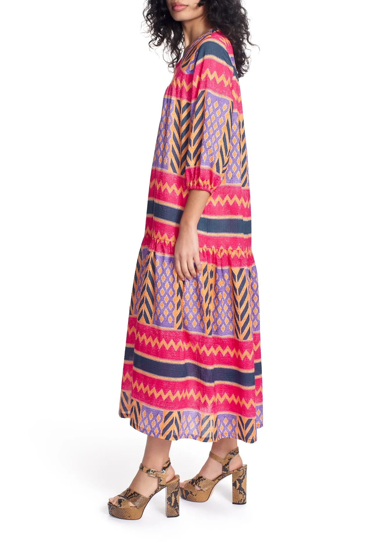THE FRIDA DRESS- Feathered stripe