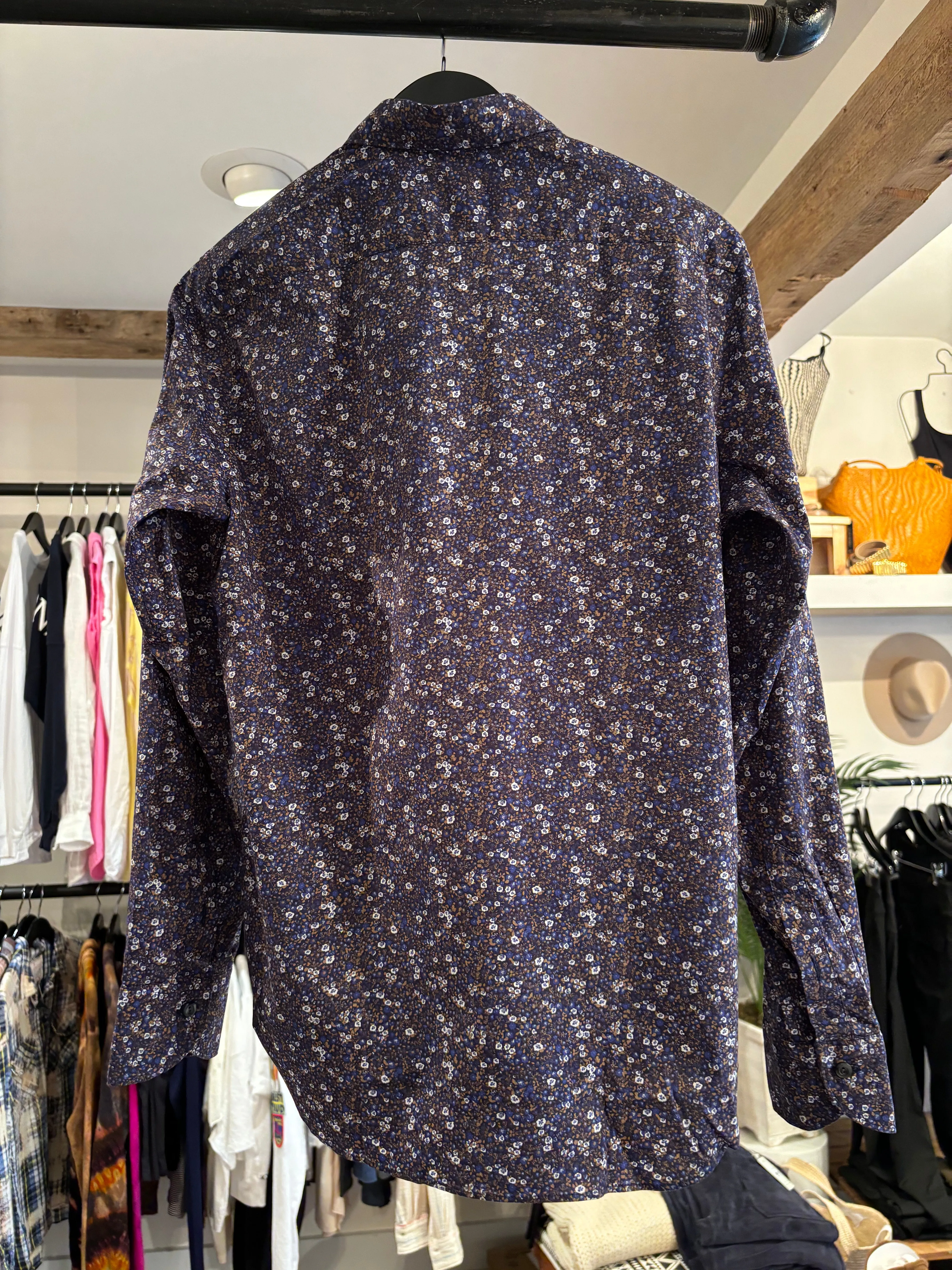 Tintoria Mattei Navy Floral Button Down