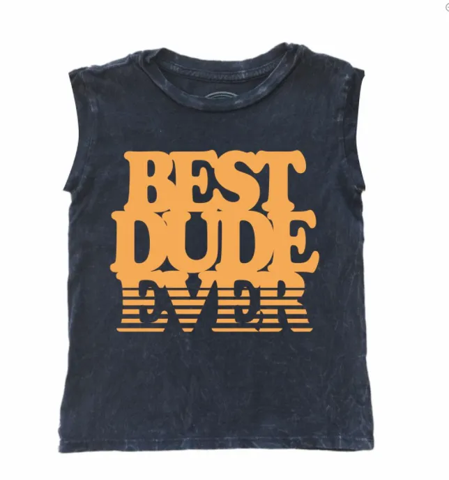 Tiny Whales - Best Dude Ever Muscle Tank in Vintage Black