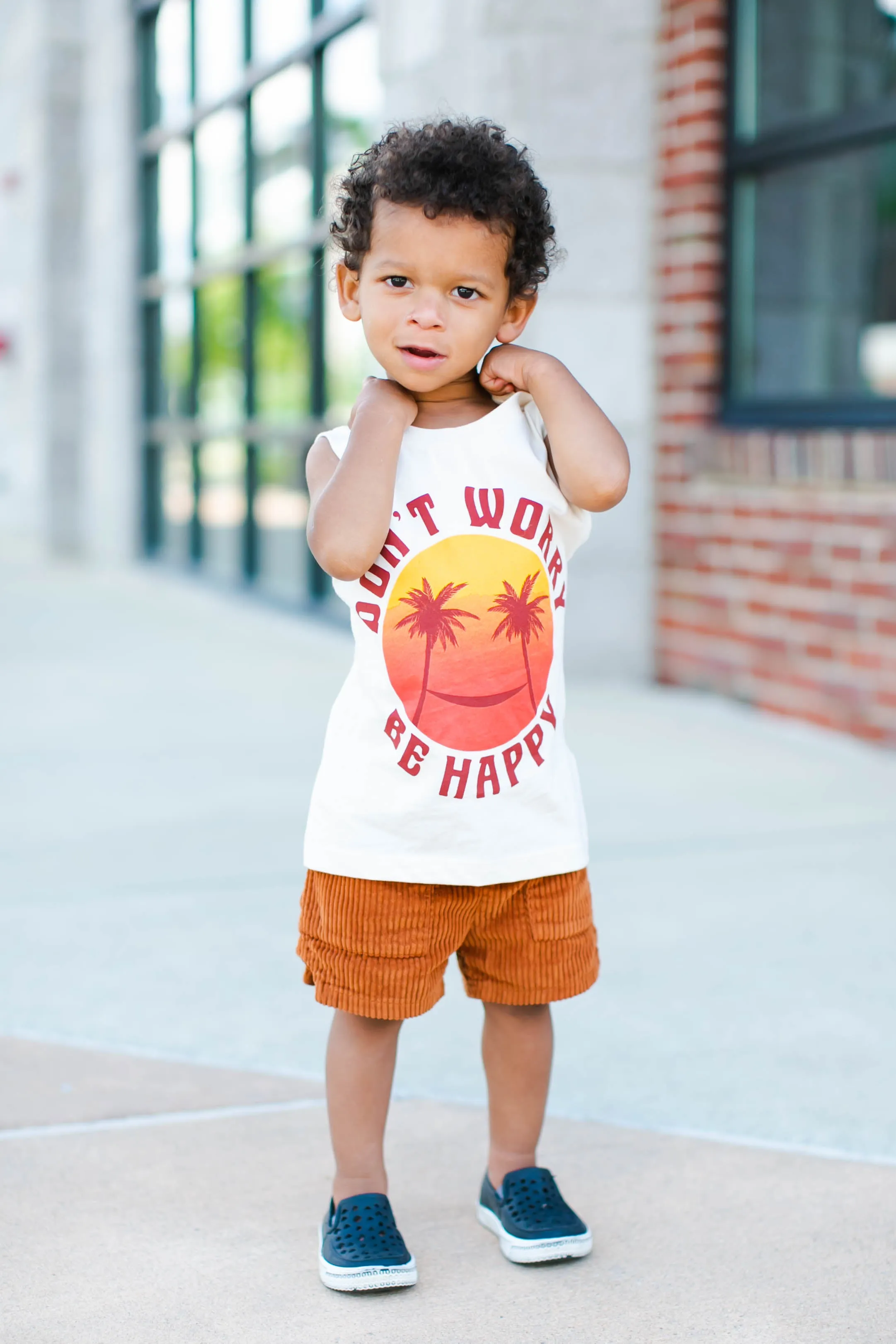 Tiny Whales - Don't Worry Be Happy Muscle Tank in Natural