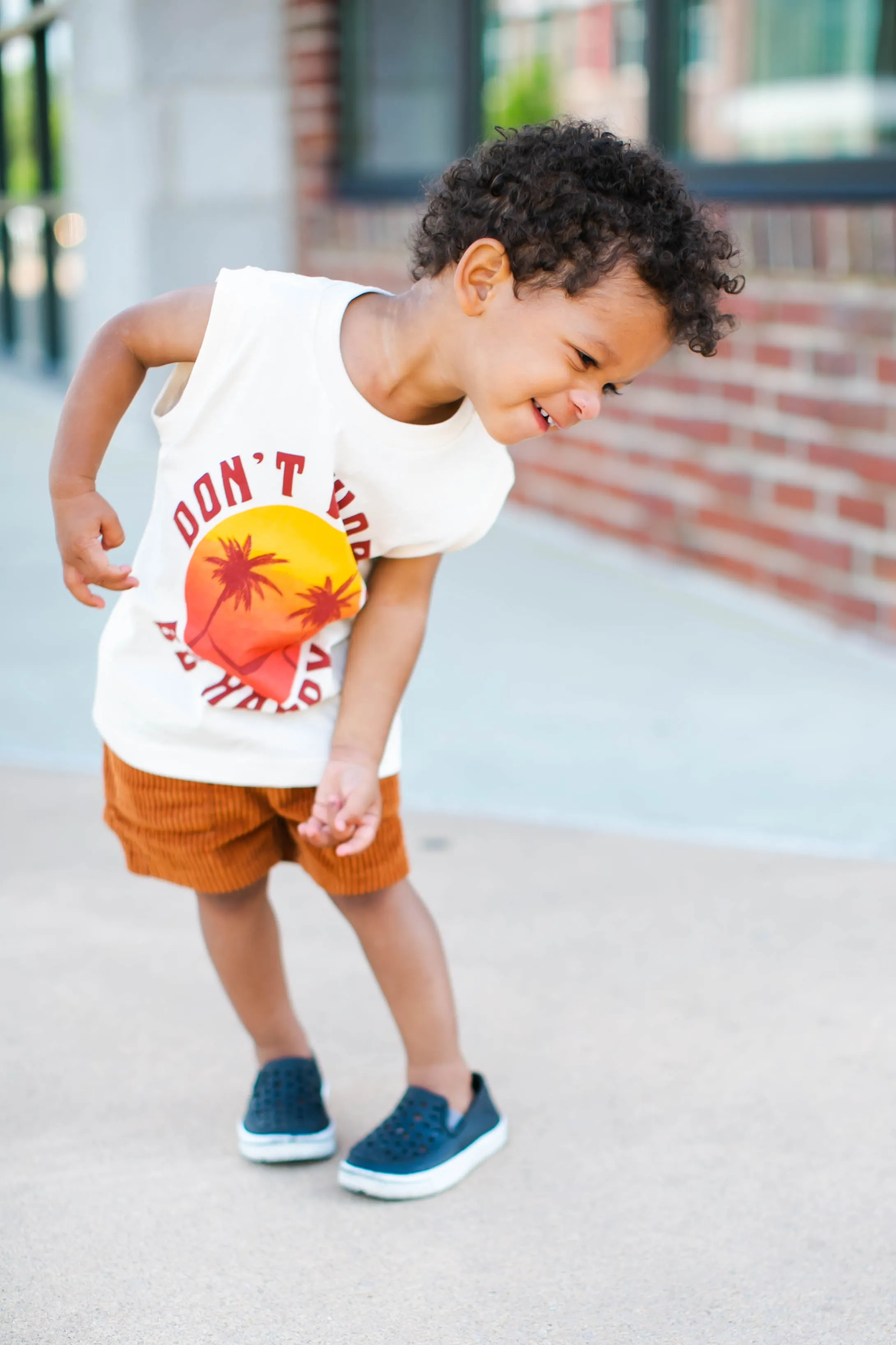 Tiny Whales - Don't Worry Be Happy Muscle Tank in Natural