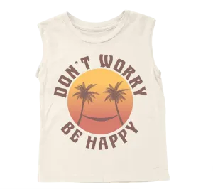 Tiny Whales - Don't Worry Be Happy Muscle Tank in Natural