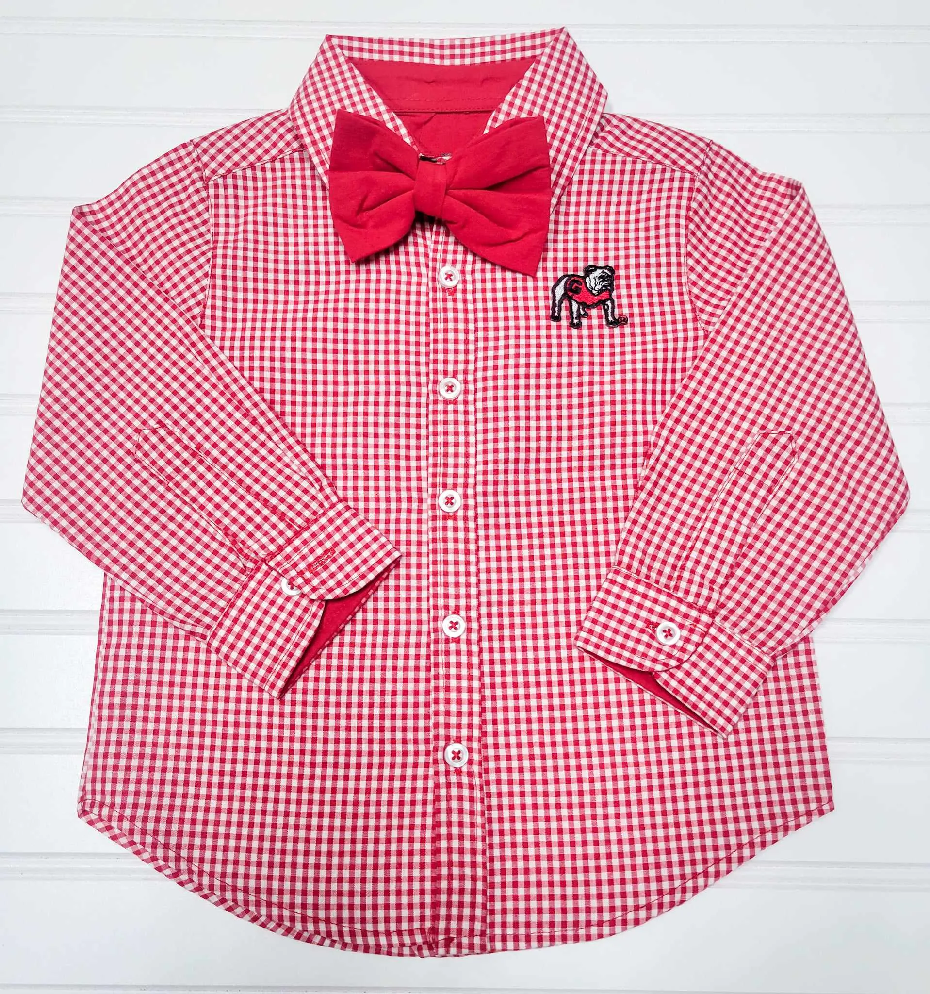 UGA Gingham Button Down - Red