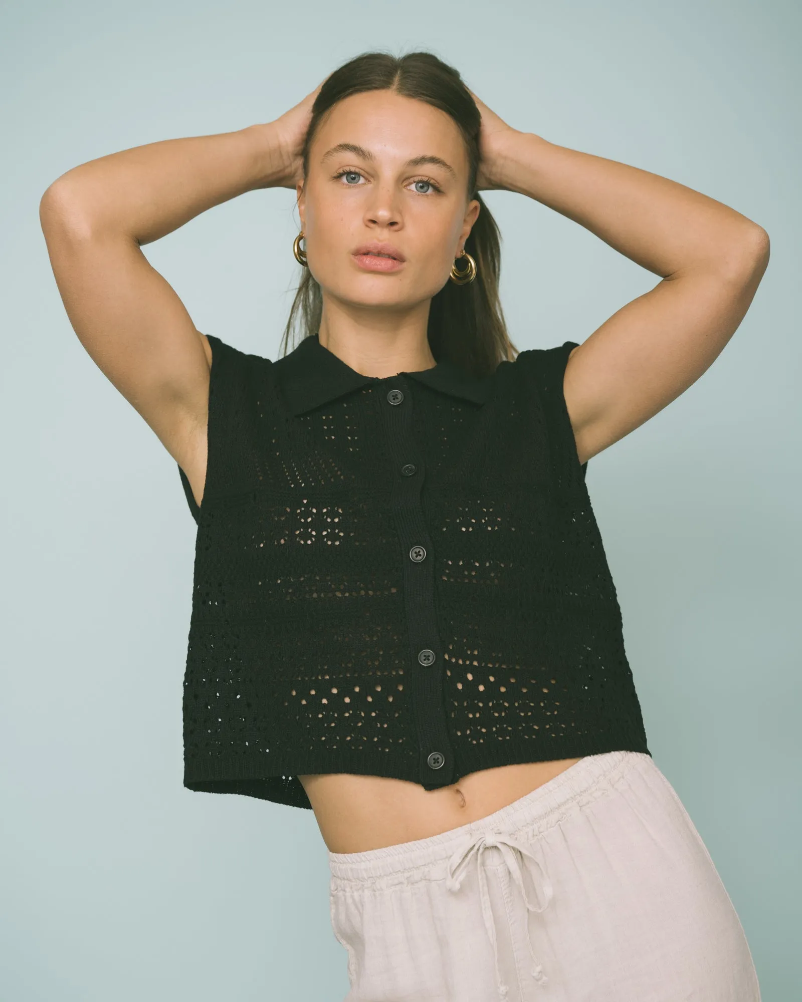 Vega Polo Knit Cardigan Black