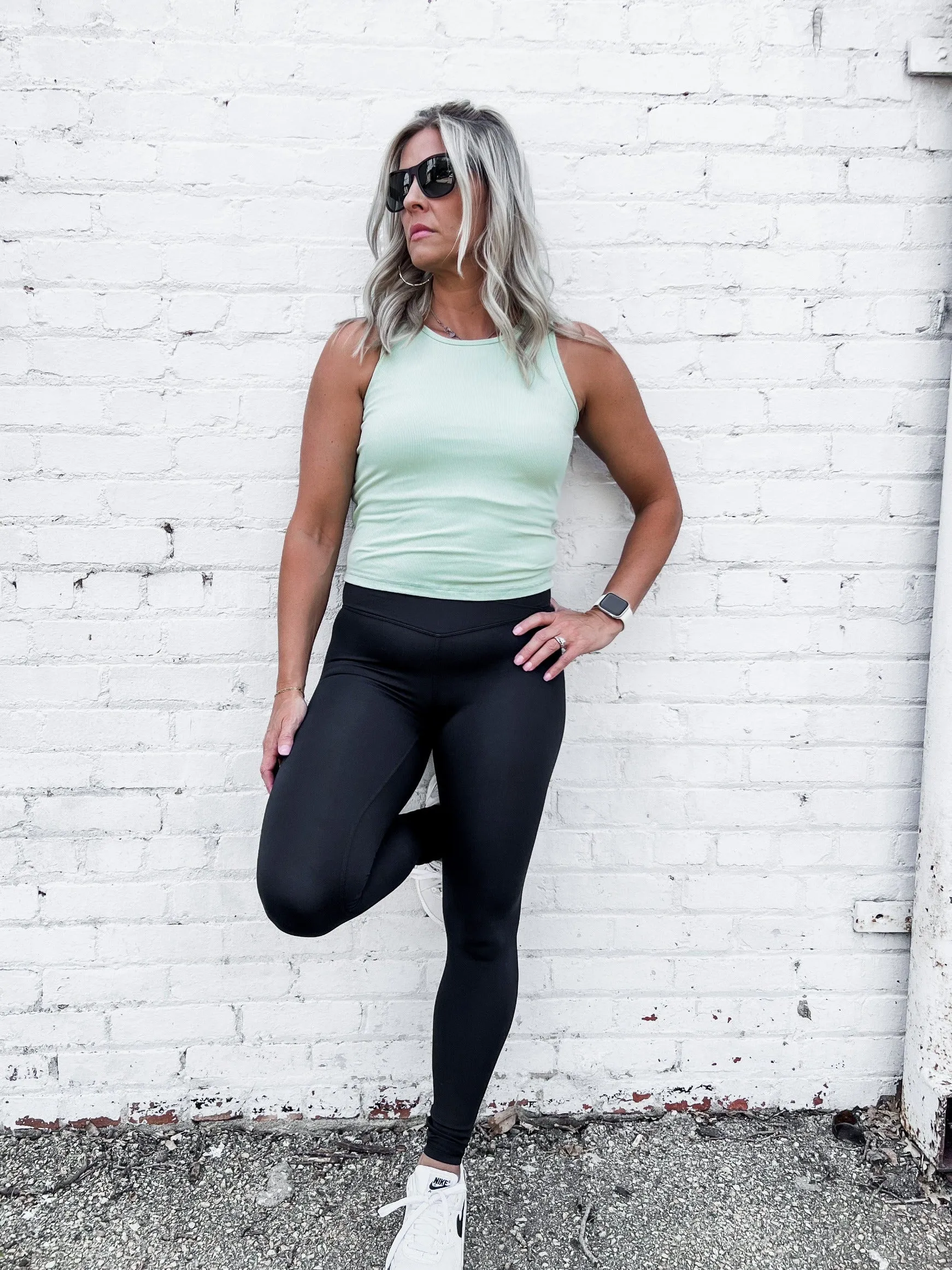 Venice Crossover Waist Leggings, Black