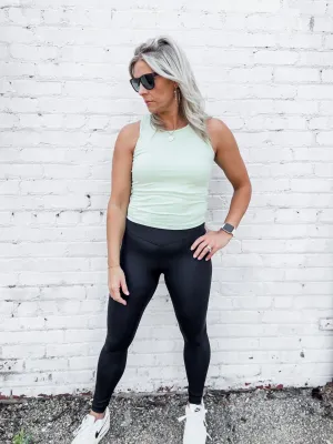 Venice Crossover Waist Leggings, Black