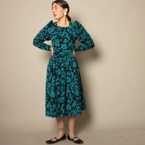 Vintage 80's Laura Ashley Corduroy Fleur De Lis Dress