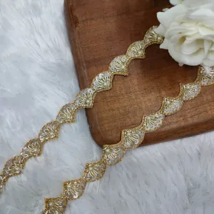 White & Golden Embellished Handwork Trim (Wholesale)