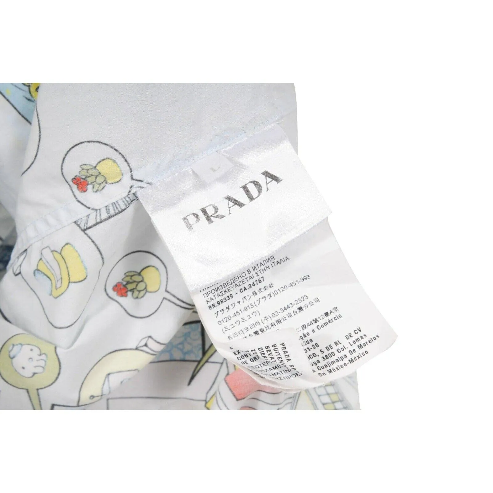 White Logo Geometric Comic Print Bowling Shirt