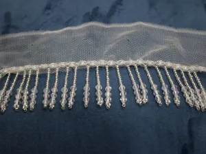 White Transparent Fancy Crystal Beads Handwork Beaded Lace