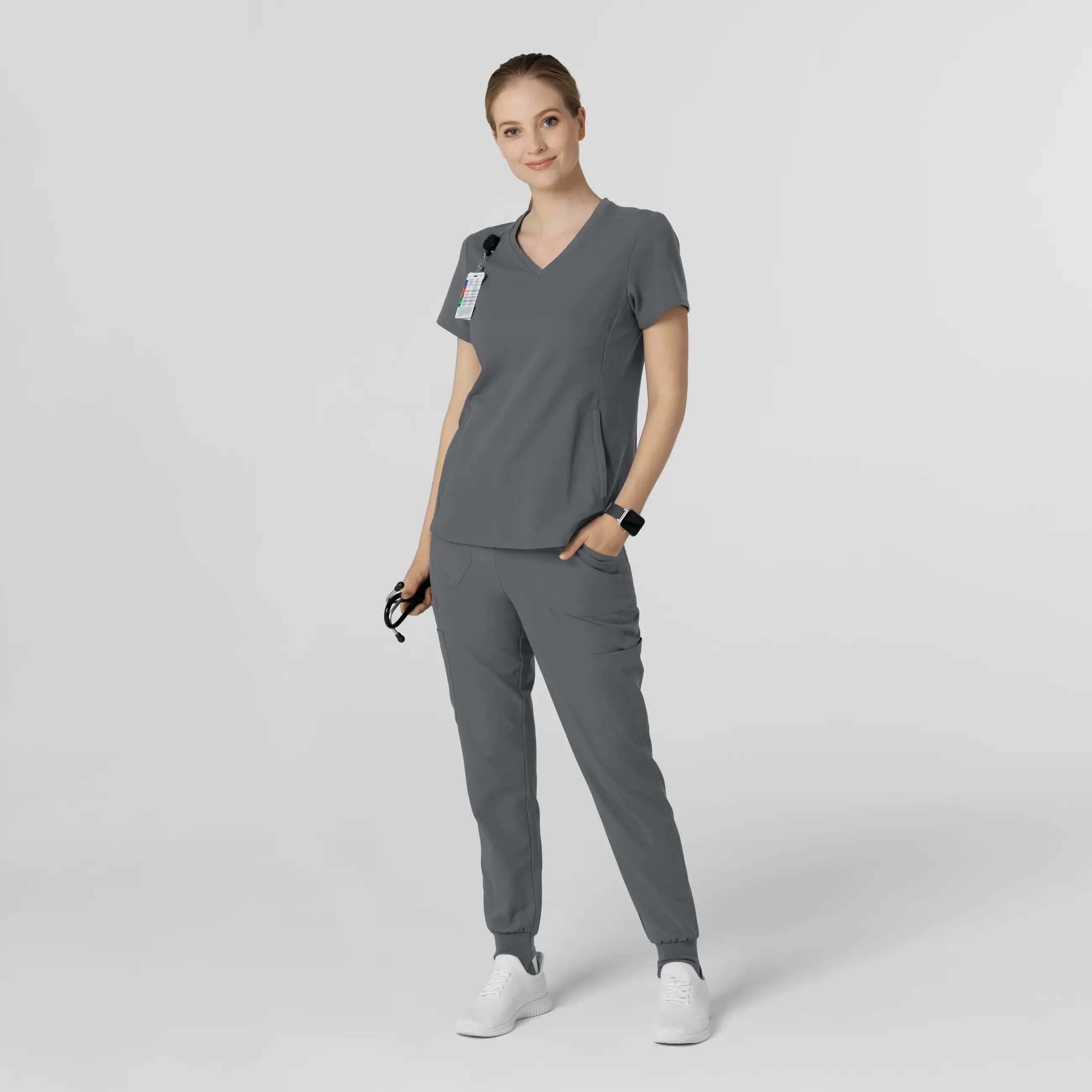 Wink Women's Convertible Stirrup Jogger Scrub Pant - Pewter