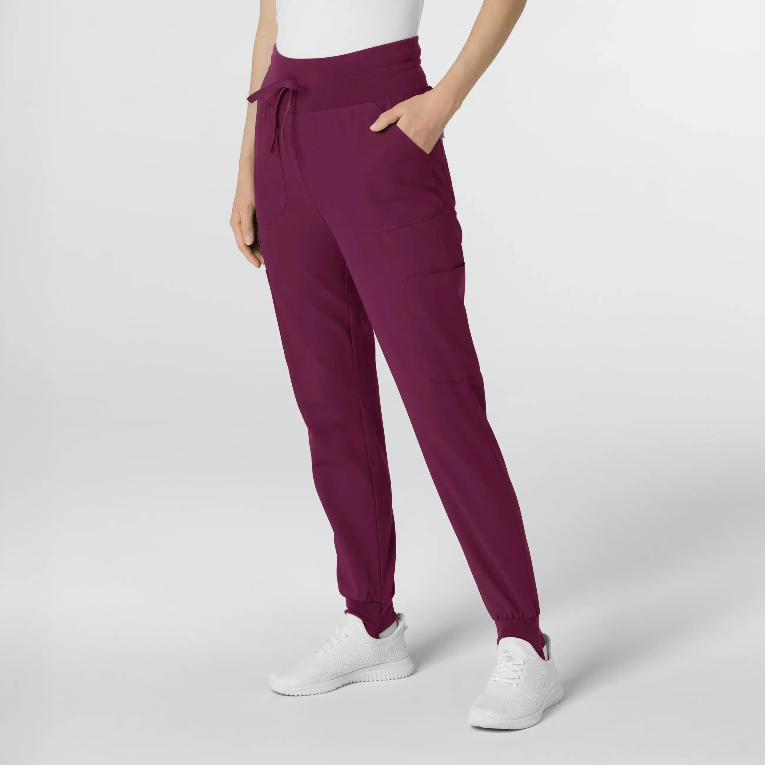 Wink Women's Convertible Stirrup Jogger Scrub Pant - Wine