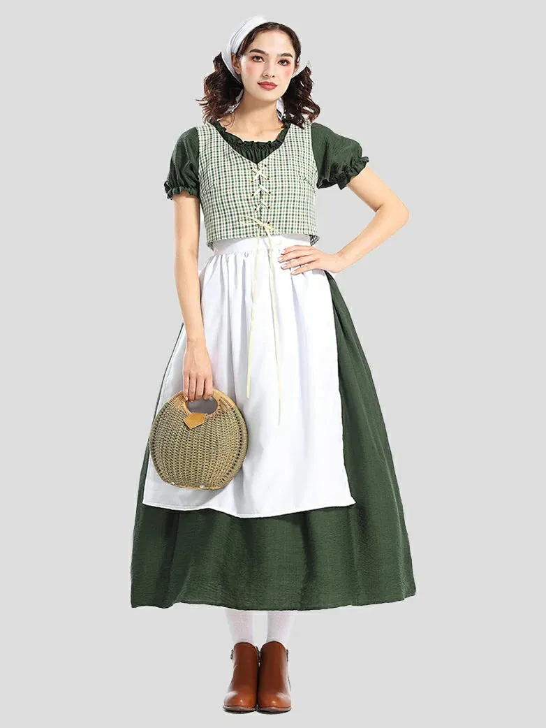 Women Pioneer Colonial Pastoral 4-piece Costume Set