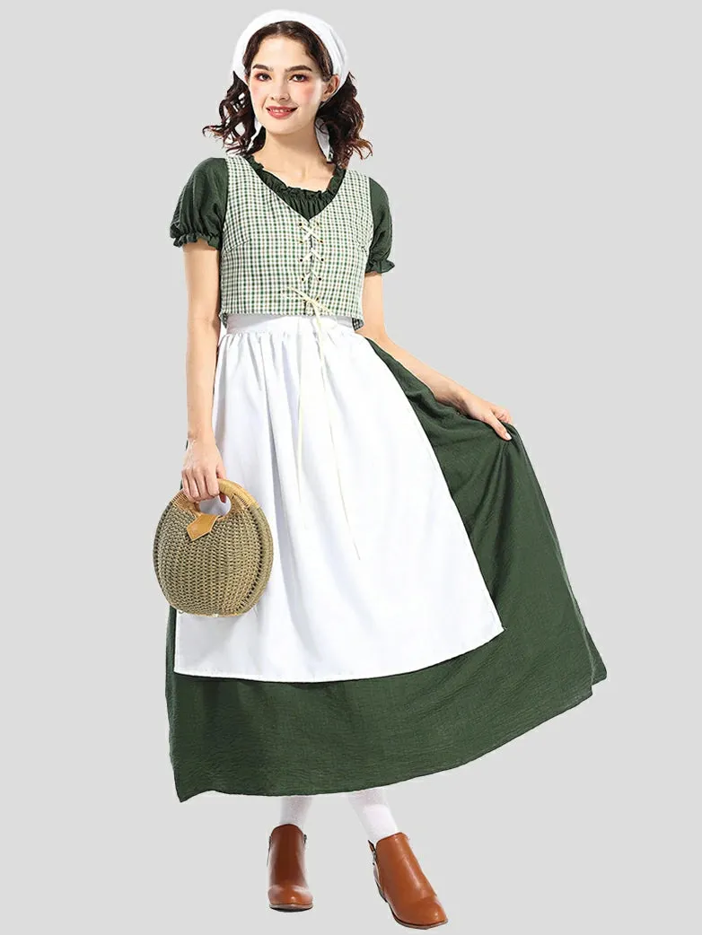 Women Pioneer Colonial Pastoral 4-piece Costume Set