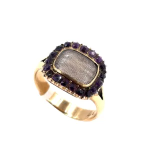 Women’s 15ct Yellow Gold Mourning Ring Amethyst Set -4.8g