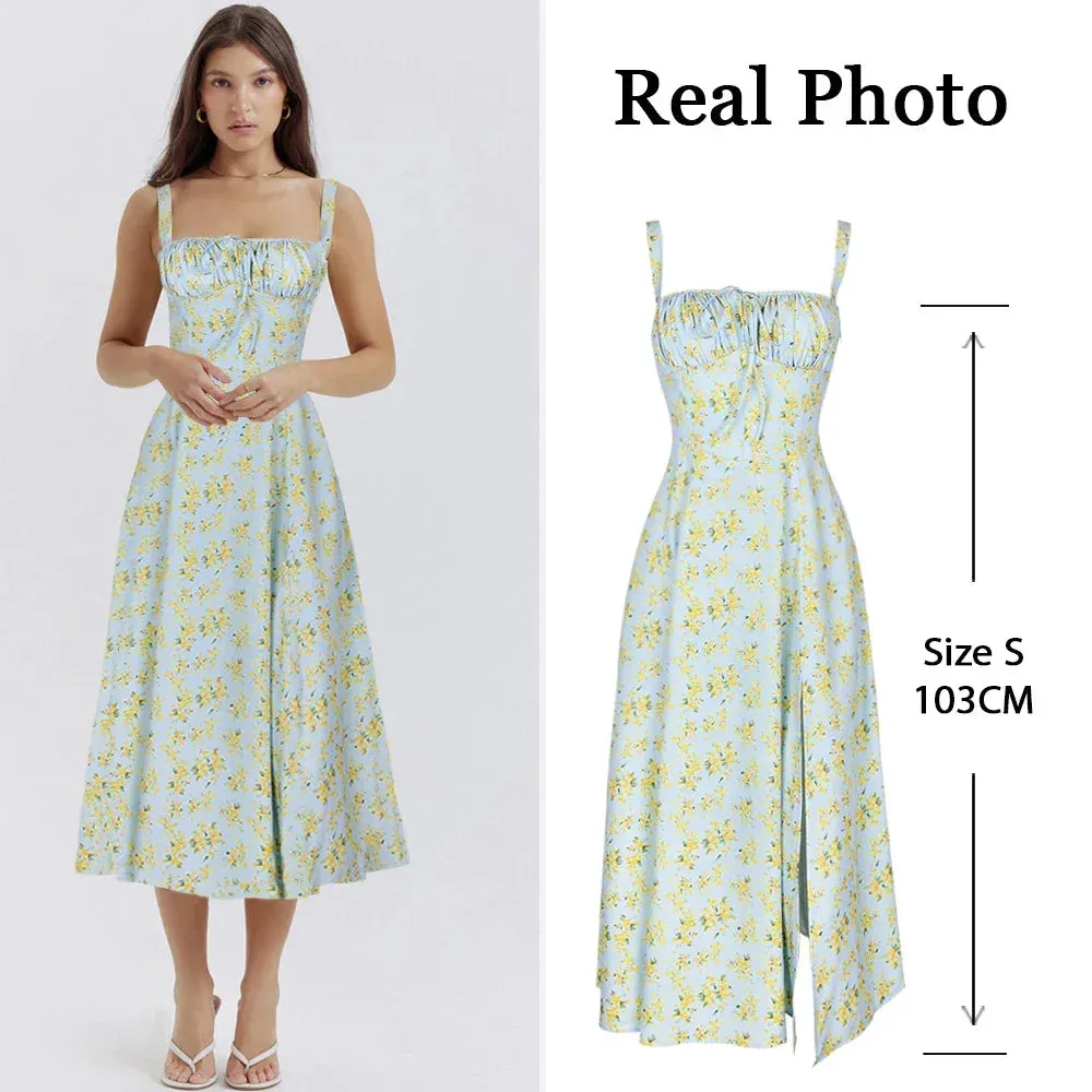 Women's Corset Tied Back Split Fashion Designer Dresses (Midi)