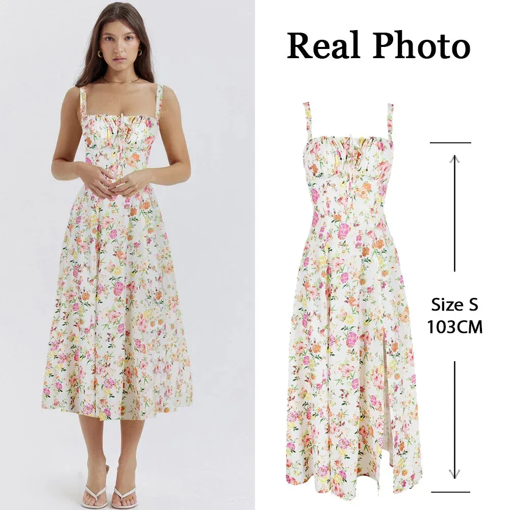 Women's Corset Tied Back Split Fashion Designer Dresses (Midi)