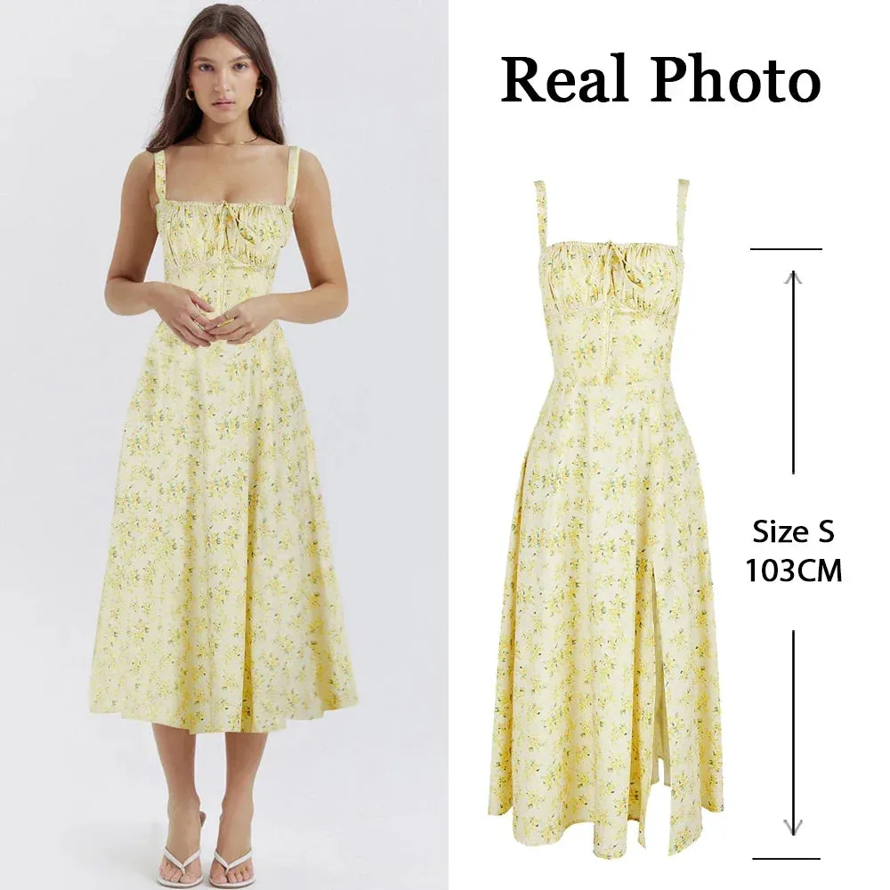 Women's Corset Tied Back Split Fashion Designer Dresses (Midi)