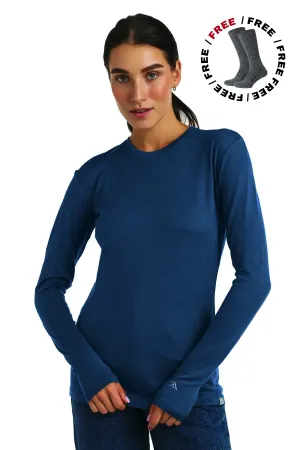 Women's Merino Long Sleeve 165 Denim Blue