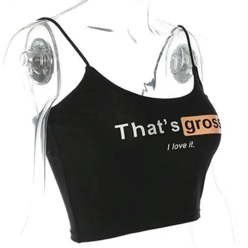 Women's Summer Letter Printed Slim Crop Top