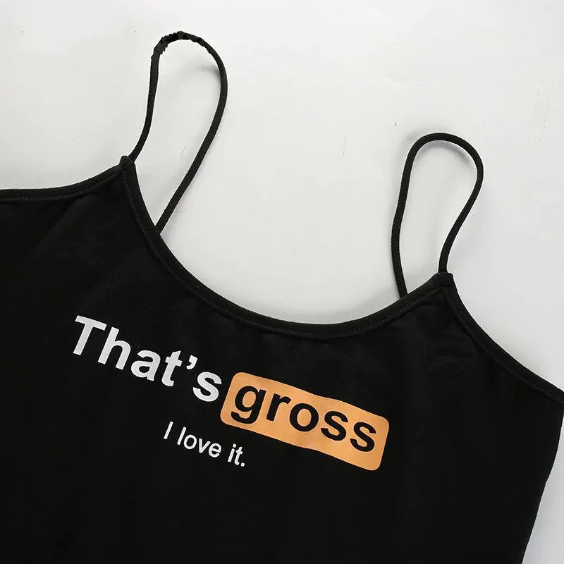 Women's Summer Letter Printed Slim Crop Top