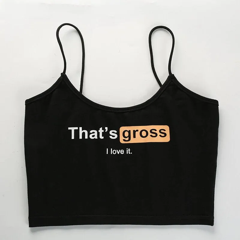 Women's Summer Letter Printed Slim Crop Top