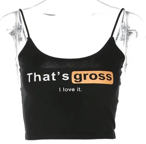 Women's Summer Letter Printed Slim Crop Top
