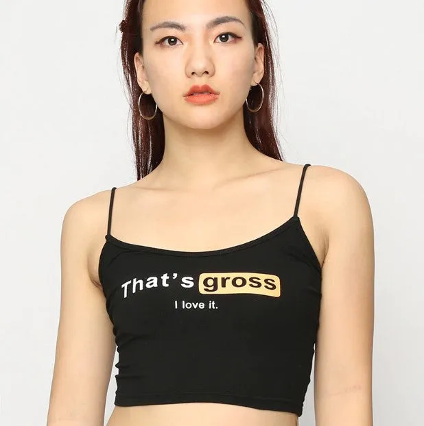 Women's Summer Letter Printed Slim Crop Top