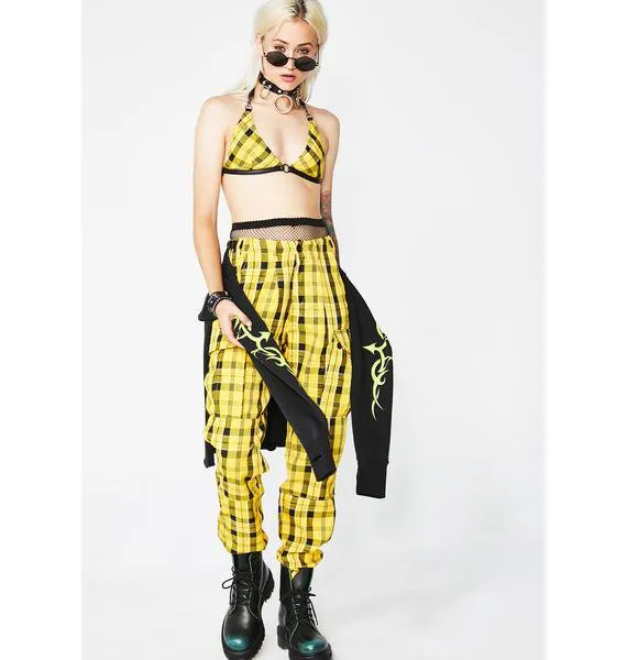 Women's Summer Plaid Backless Bralette Top With Adjustable Straps