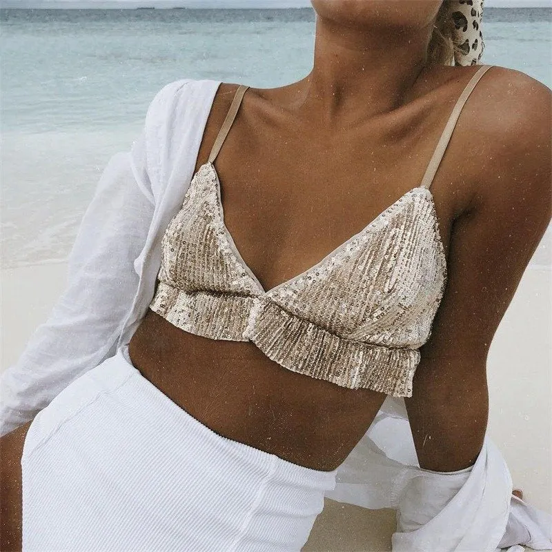 Women's Summer Sequin Bralette Top