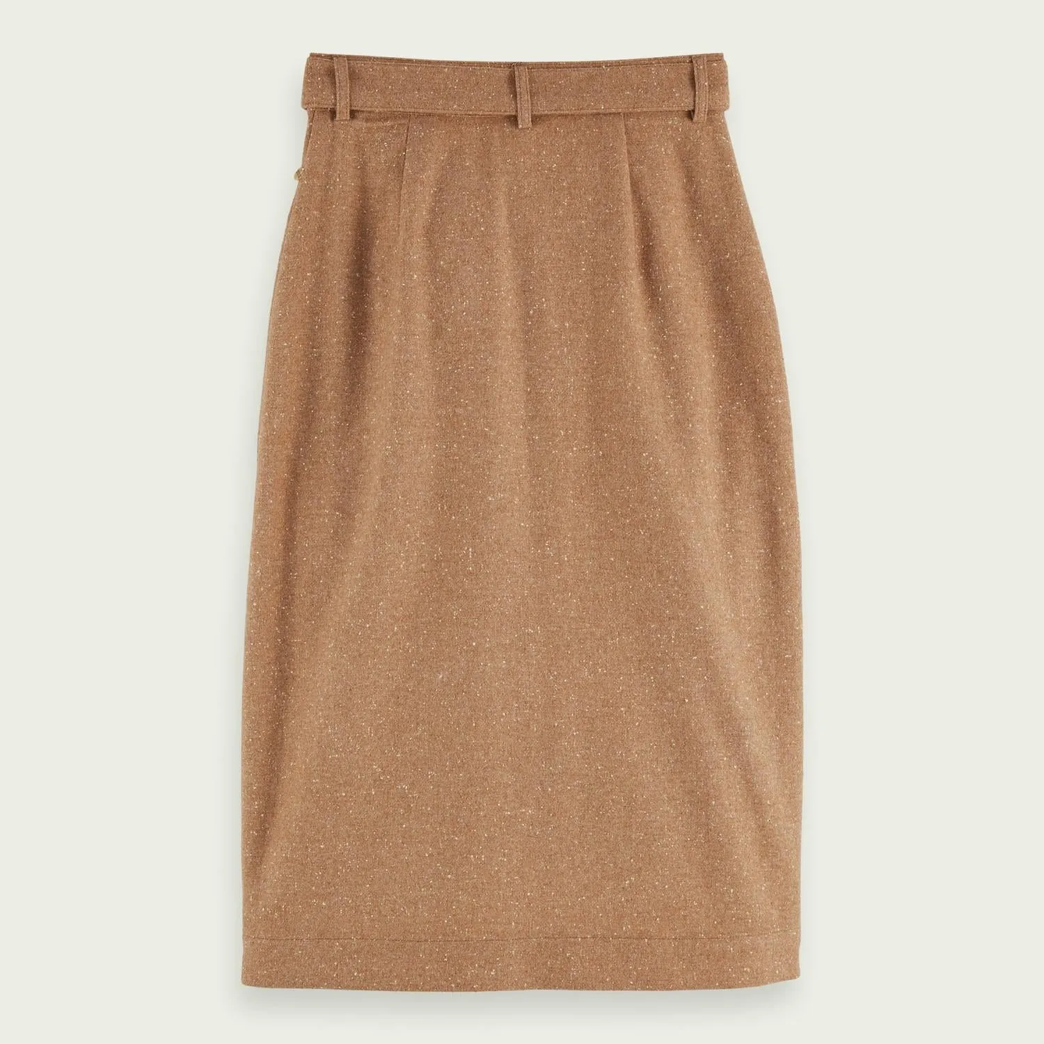 Wool-Blend Midi Wrap Skirt (Sand)