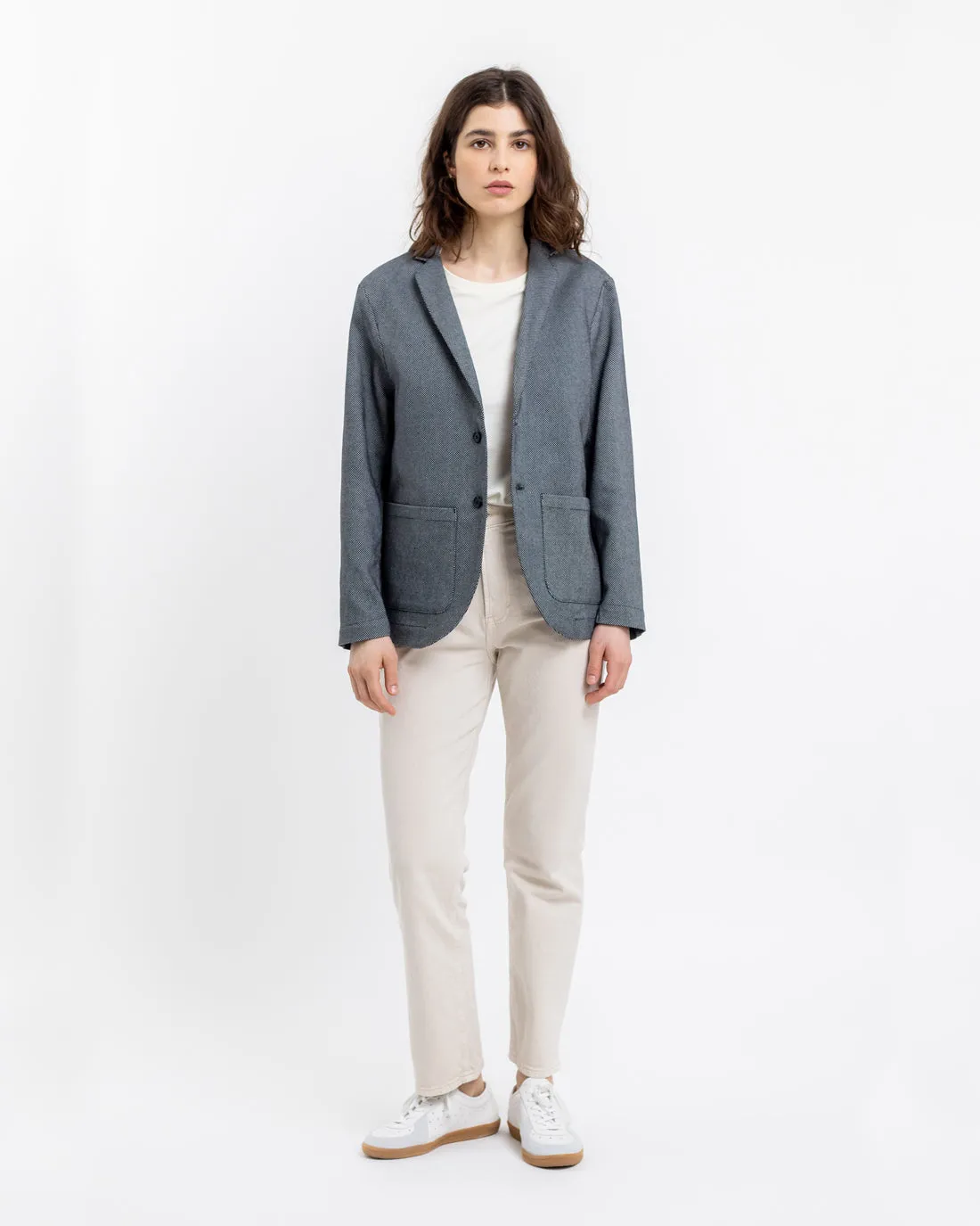 Workwear Blazer aus Bio Twill Schwarz Kariert