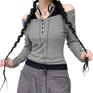 Y2K Cyber Fairy Grunge Aesthetic Acubi Double Layer Button Up Top