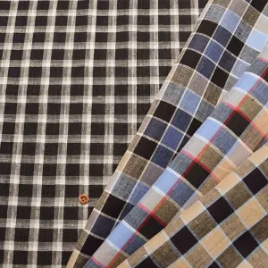 Yarn-dyed linen check fabric
