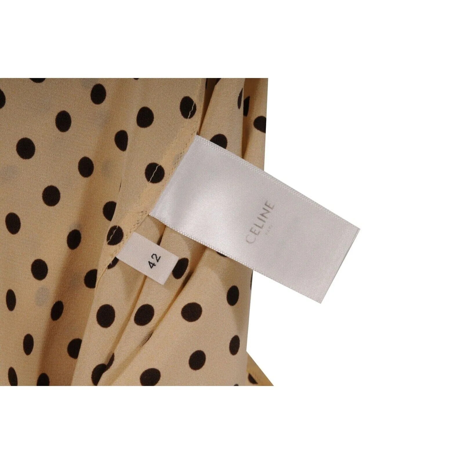 Yellow Brown Polka Dot Button Down Silk Shirt