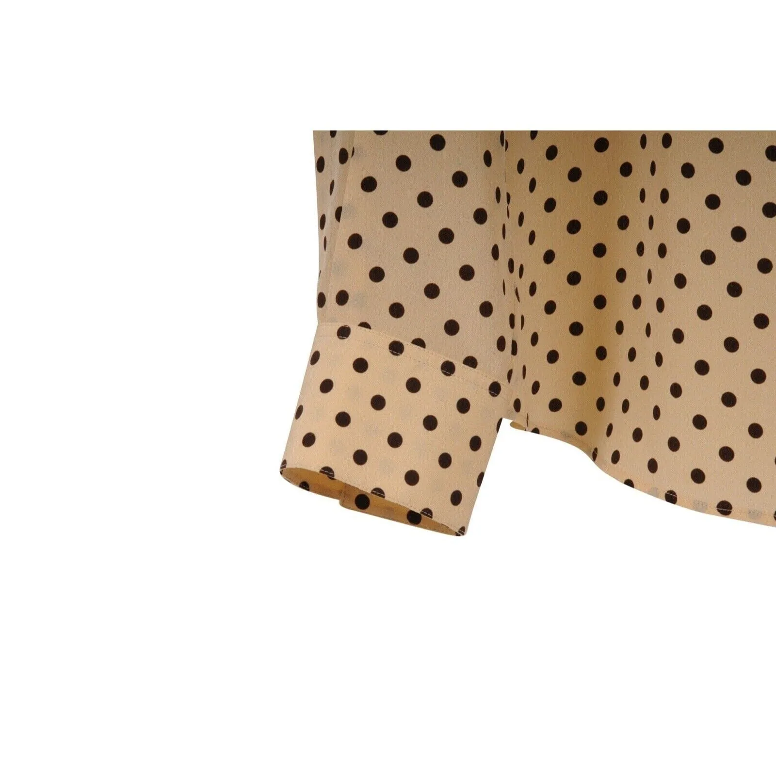 Yellow Brown Polka Dot Button Down Silk Shirt