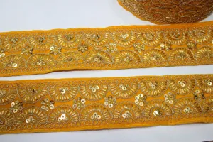 Yellow Fancy Sequins And Zari Trim